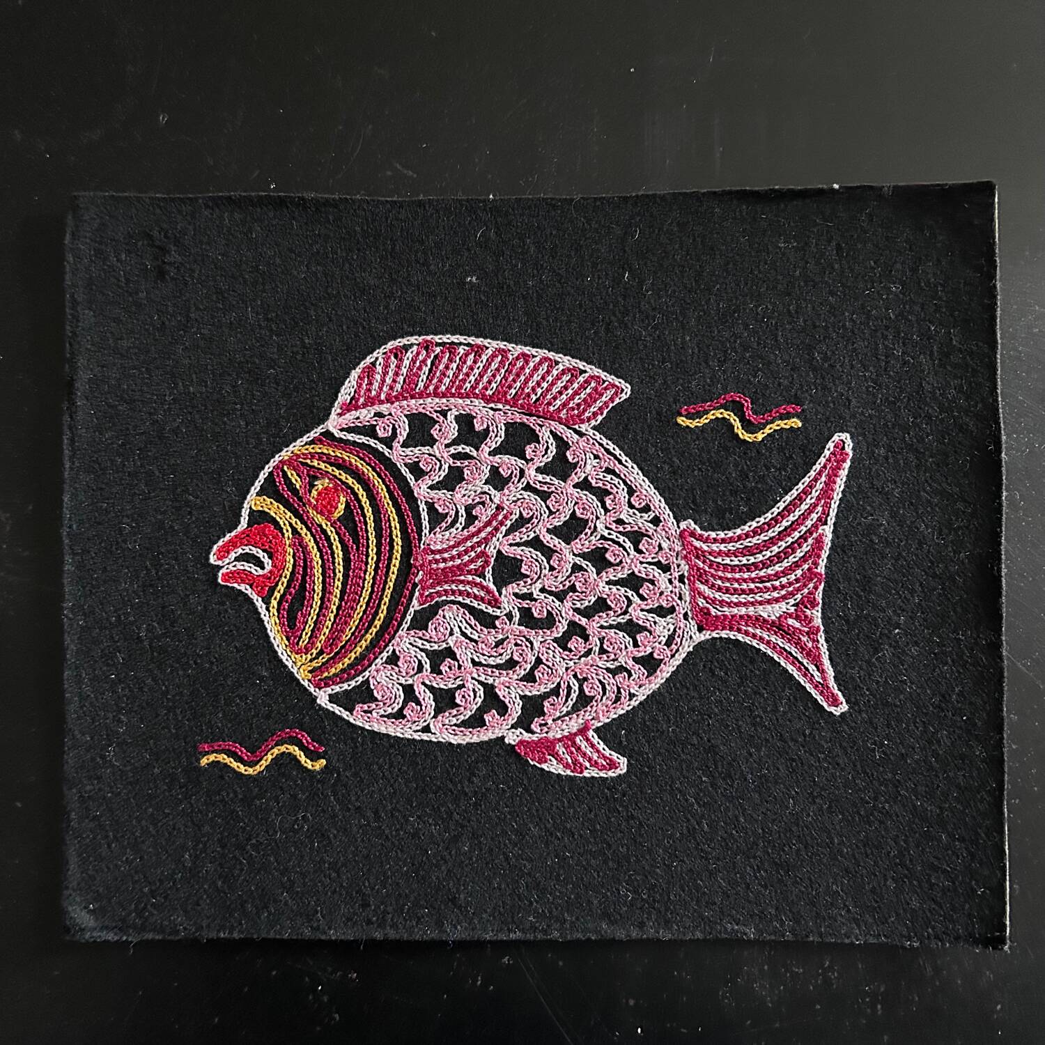 Multicolor embroidered fish