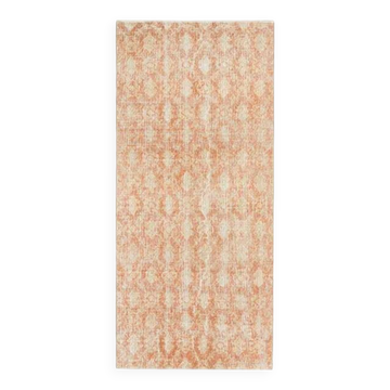 1970s vintage Turkish hand-knotted wool cotton orange runner rug 92x205