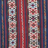 Shirvan Kilim Runner 1940s, Tribal Wool Striped Geometric Rug 340x160cm