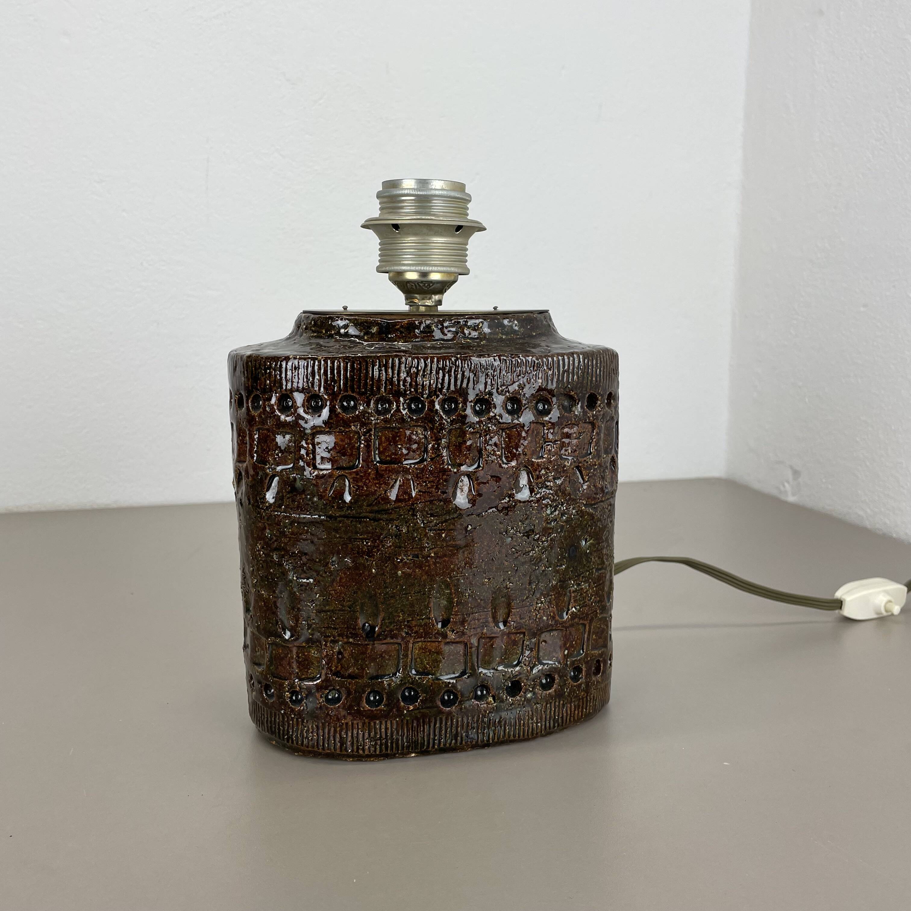 Large 25cm Abstract Ceramic Table Lamp with Pattern attributed to Bitossi, Italy, 1970s