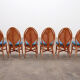 Bohemian bamboo mcguire dining table set with 6 palm leaf chairs, 1960 france.