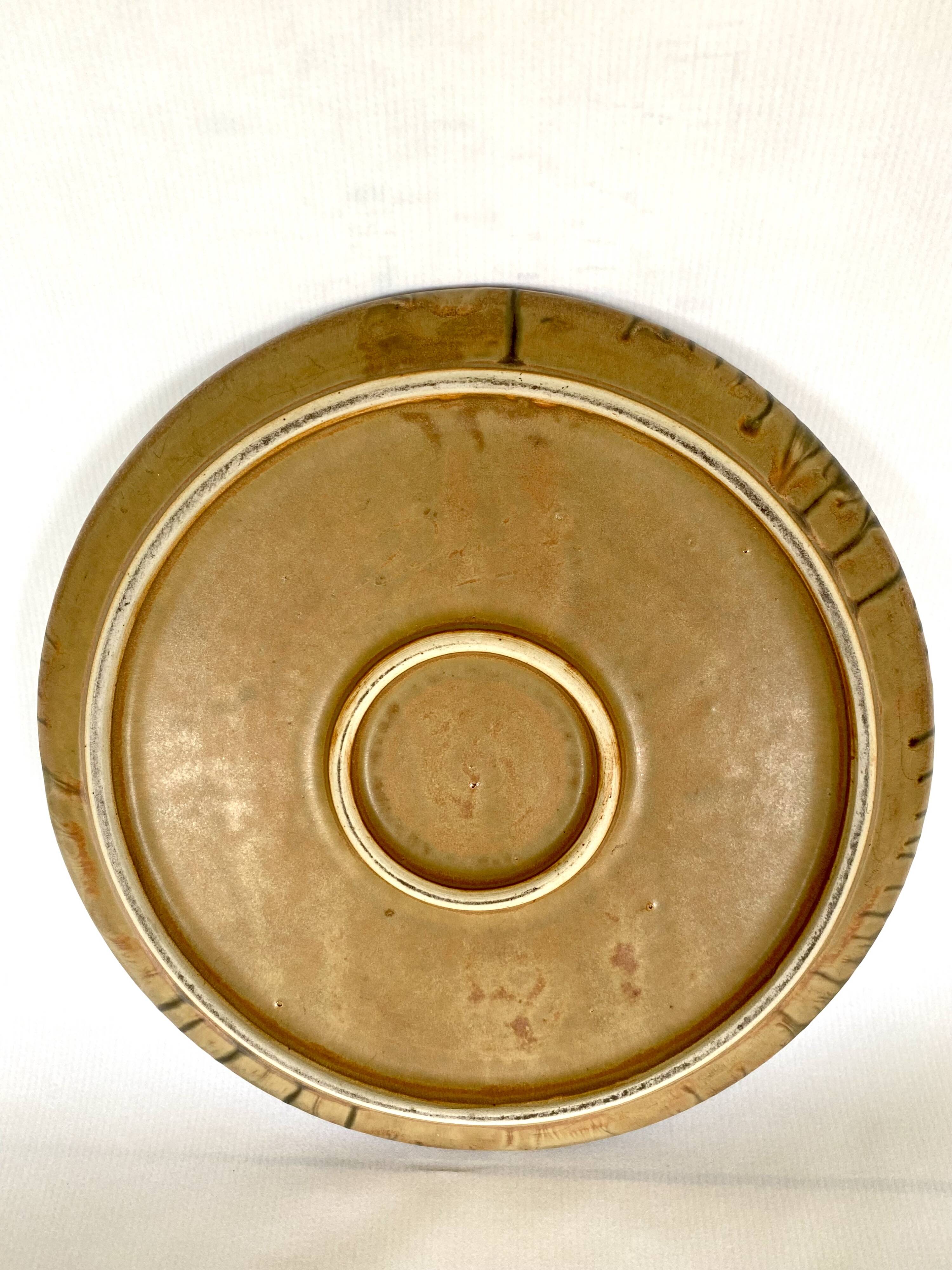 Denbac plate, flame-decorated ceramic