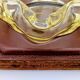 Ashtray / Catch-all Mid-Century Solid Glass Murano Style & Leather 1960