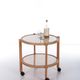 Scandinavian wooden trolley with glass plates and wheels 1970