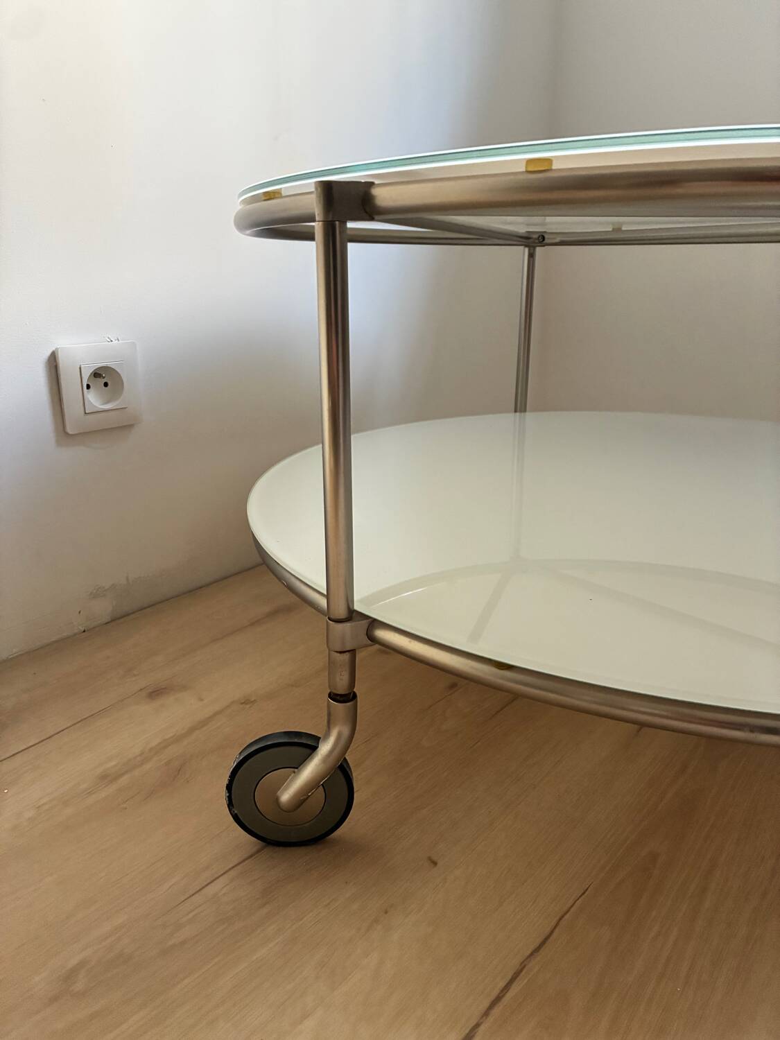 Round glass coffee table from Ikea, vintage 1980s, Designer Ehlen J