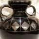 Black and silver glass vase signed hem, michel herman, circa 1930