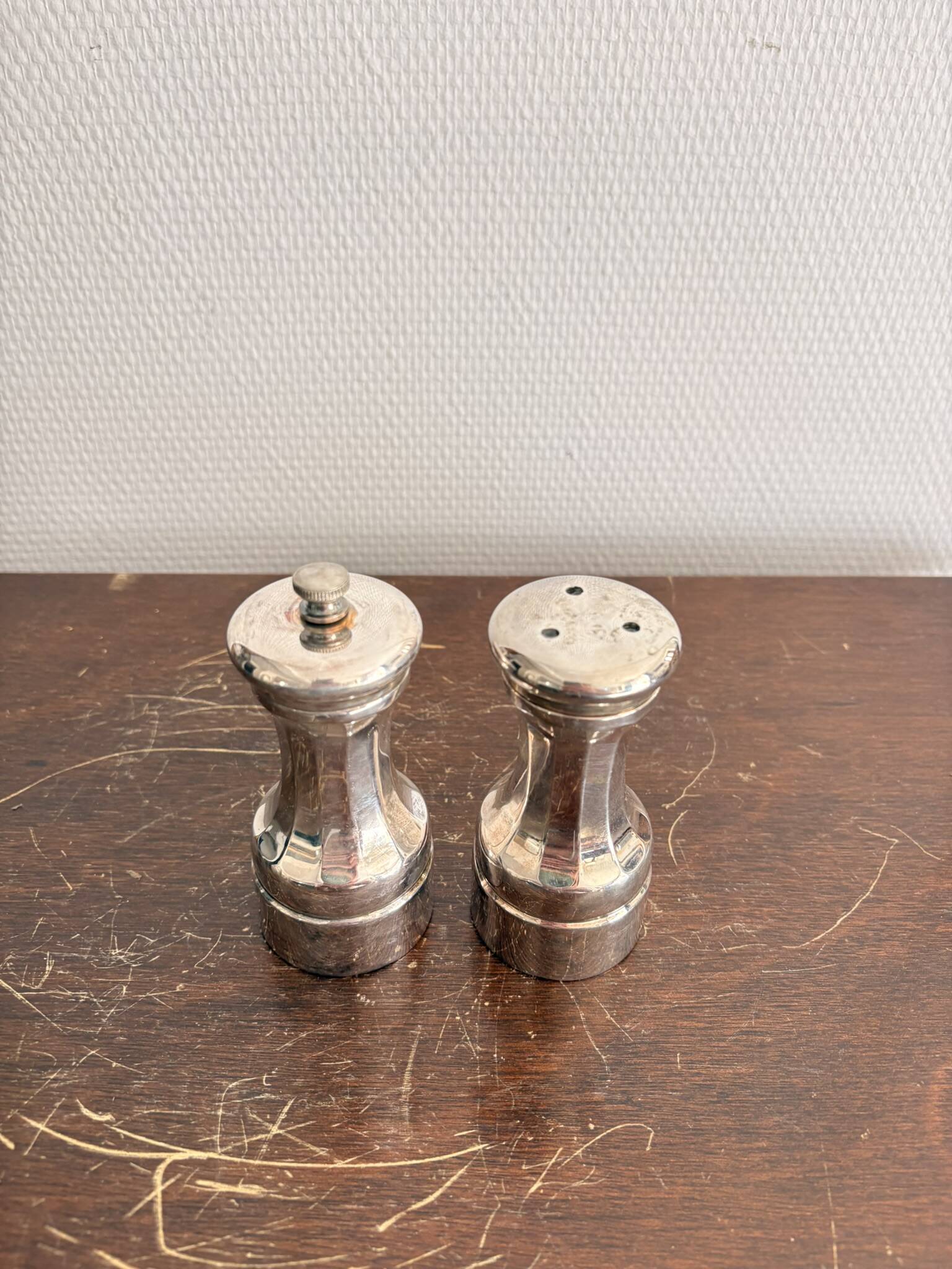 Silver Metal Art Deco Nouveau Salt and Pepper Shaker