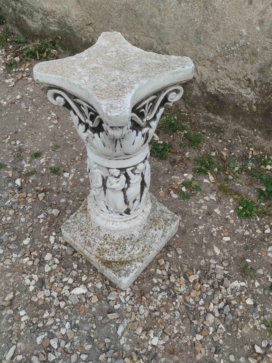 Vintage antique stone Medici garden planters