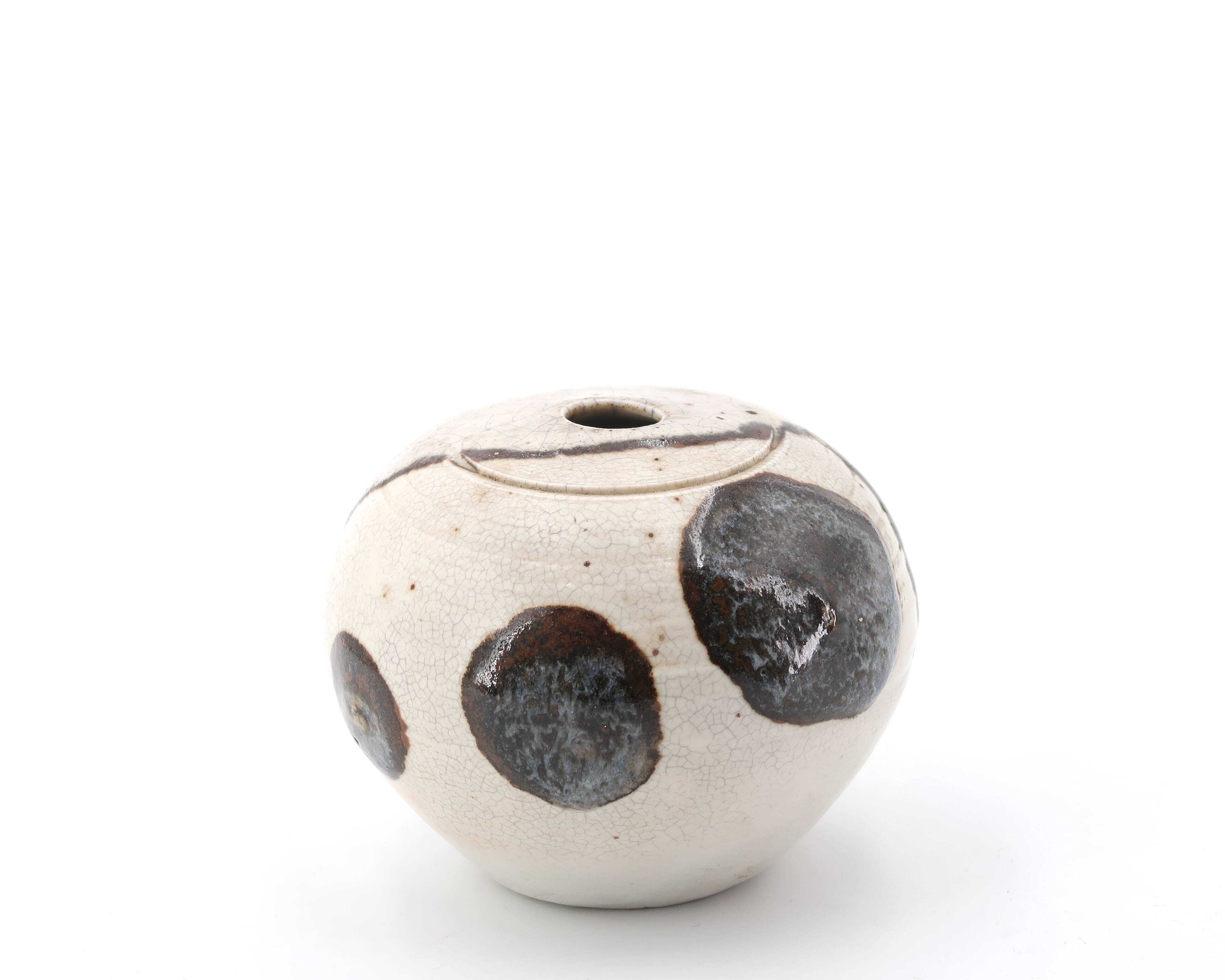 Signed ceramic vase with abstract decoration, 1970s