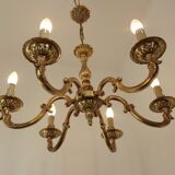 Stunning French Antique Art Nouveau Quality Bronze 6 Light Chandelier 3899
