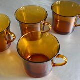 Set of four amber Duralex cups