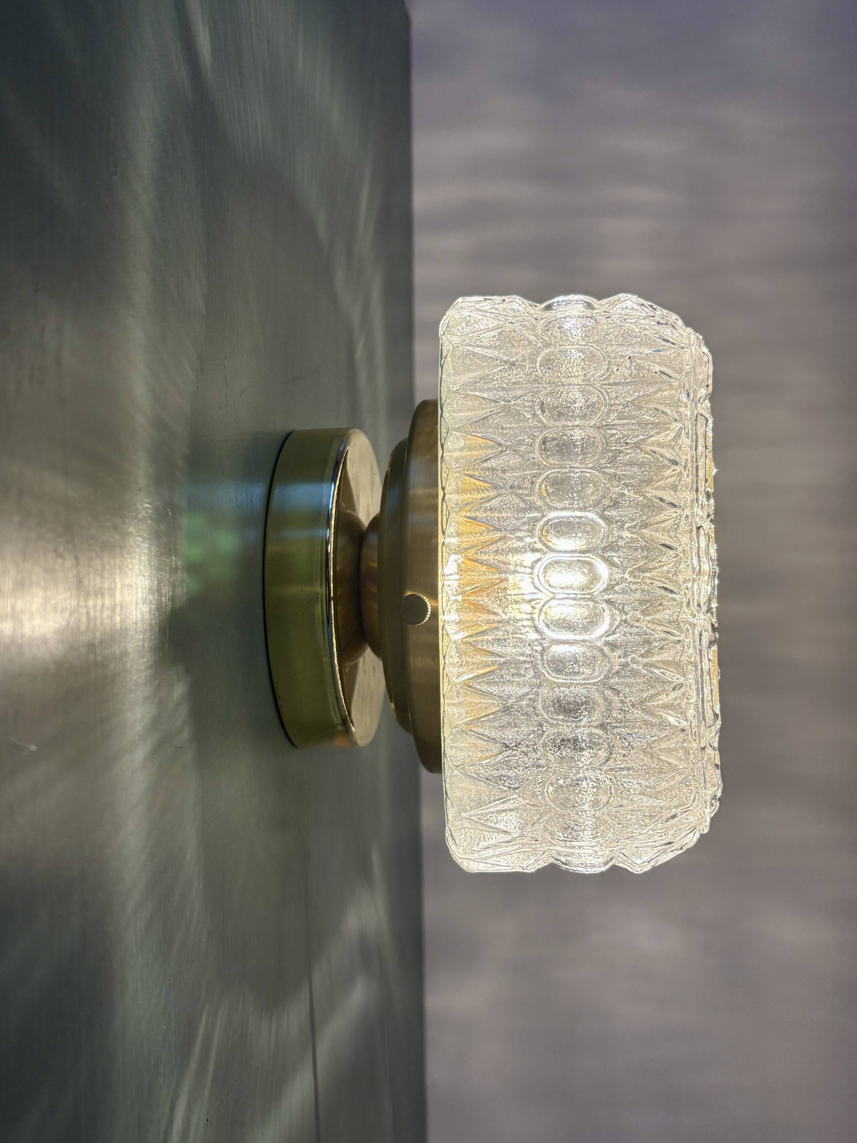 Vintage square globe wall or ceiling light in moulded glass