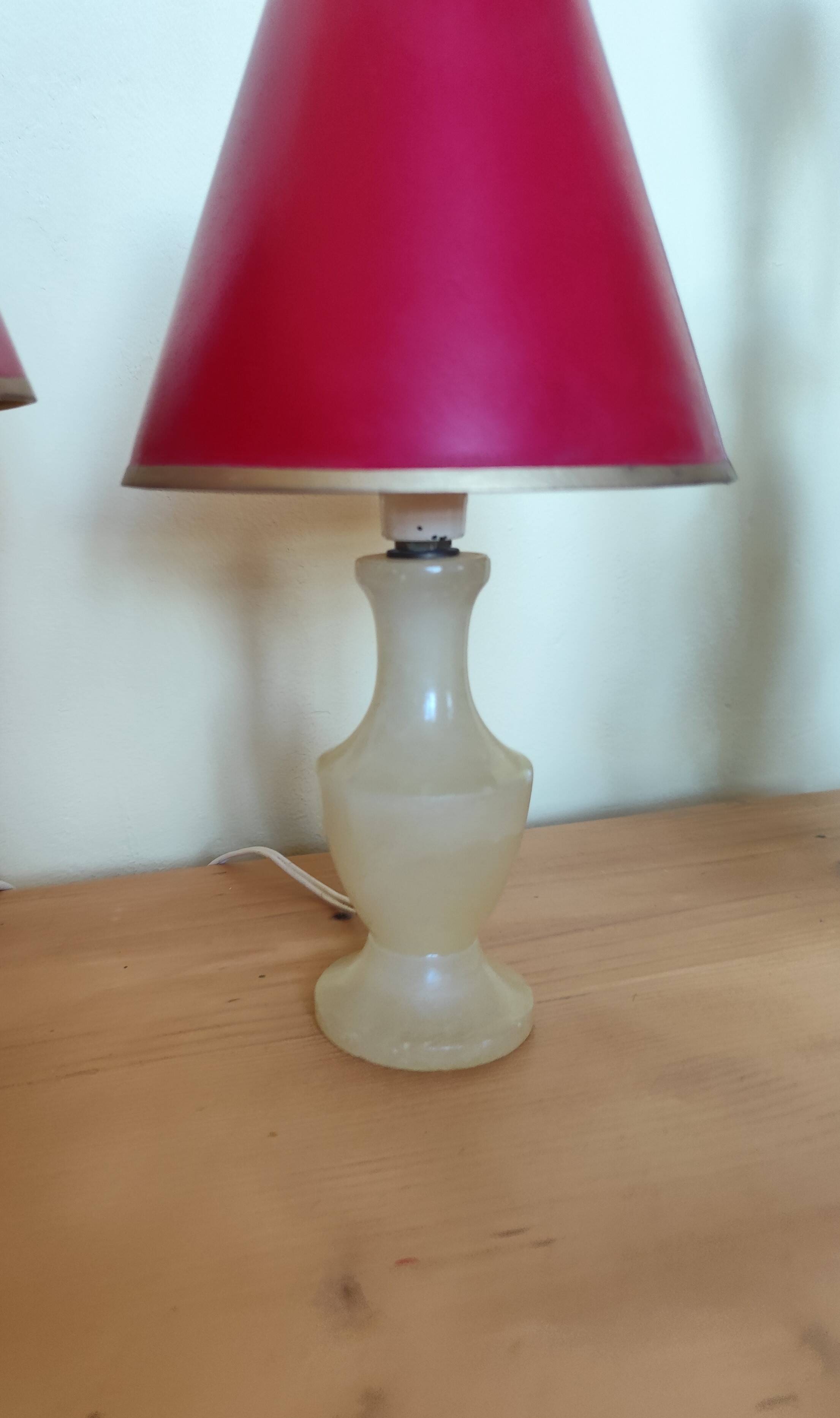 Beige marbled stone lamp - small alabaster lamp