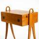 1950s ash wood sewing box, with a hinged top, multiple compartments