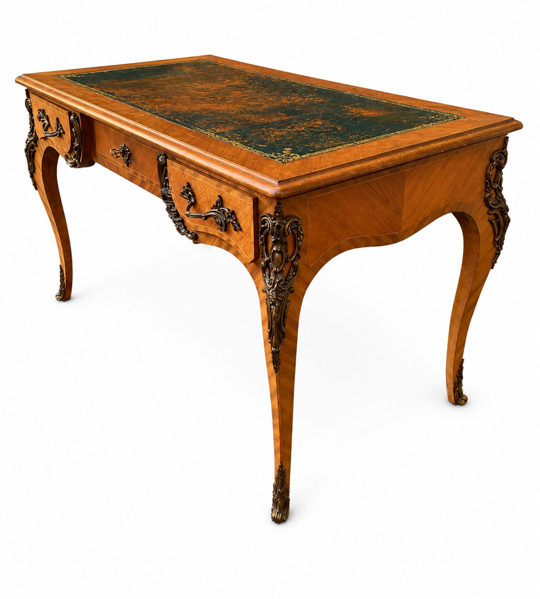 French flat desk in Louis XV style and bronze