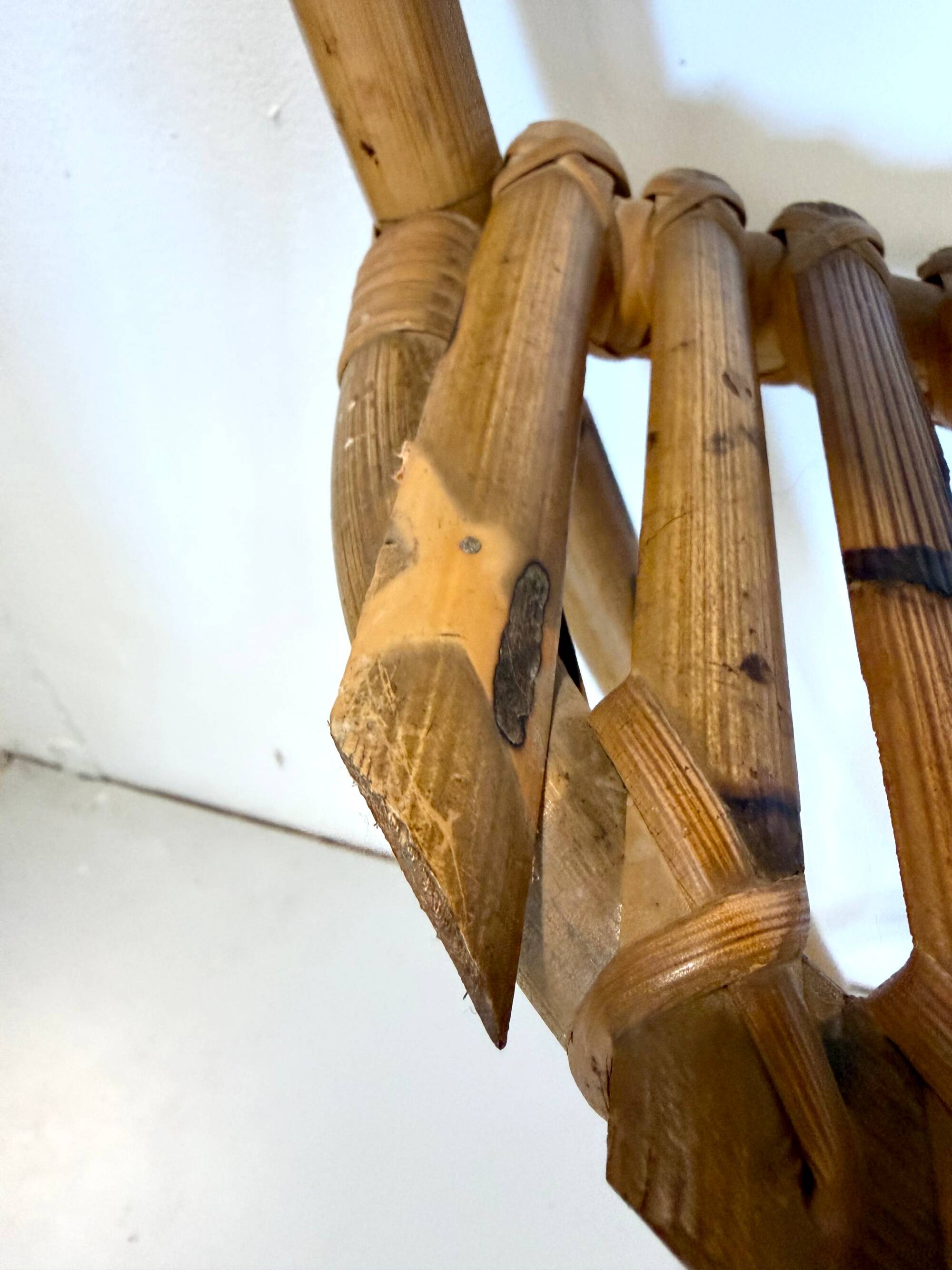 Bamboo and Formica Demilune Console Table with a Lower Shelf, Italy