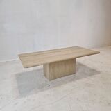 Italian Rectangle Coffee Table in Travertine, 1980s