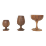Trio verres coquetier et coupe scandinave en bois