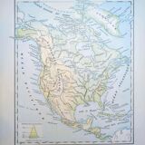 North America. Geographical map printed in 1900.