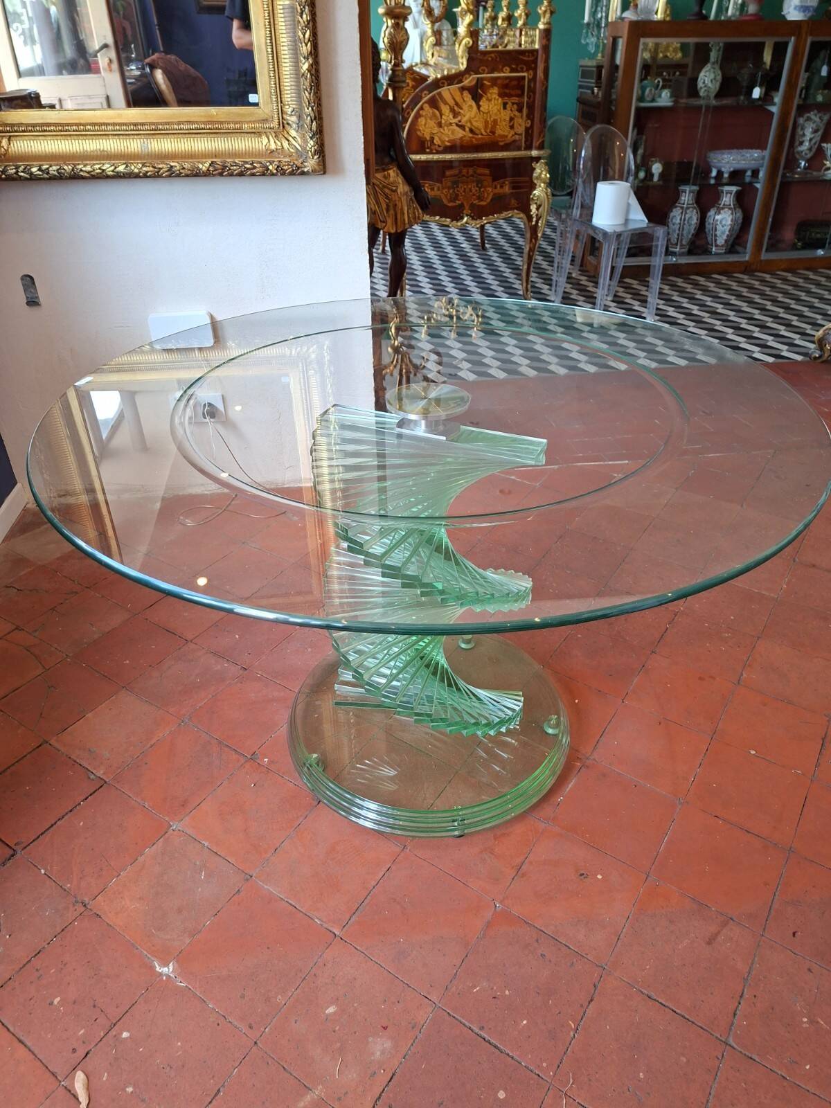 Table en verre « Helix Spiral Swivel »  d'aprés Danny Lane