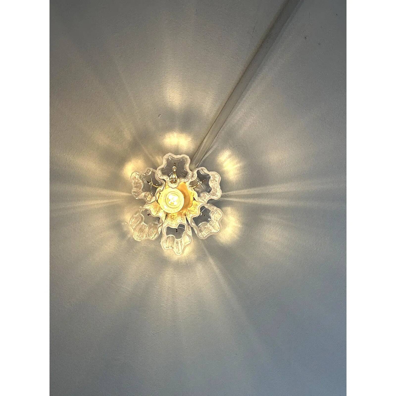 Modern Gold “Tronchi” Murano Glass Flush Mount