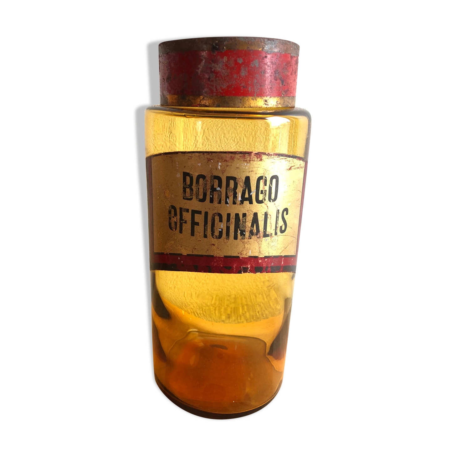 Old pharmacy bottle "Borrago Officinalis" brown glass