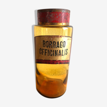 Old pharmacy bottle "Borrago Officinalis" brown glass