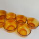 Lot salad bowl codec and 7 cups frosted amber glass sierra 70s