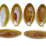 6 vintage fish-shaped plates