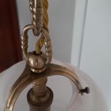 Pink opaline brass hanging lamp