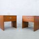 A pair of Scandinavian minimalist teak nightstand tables , 1960s