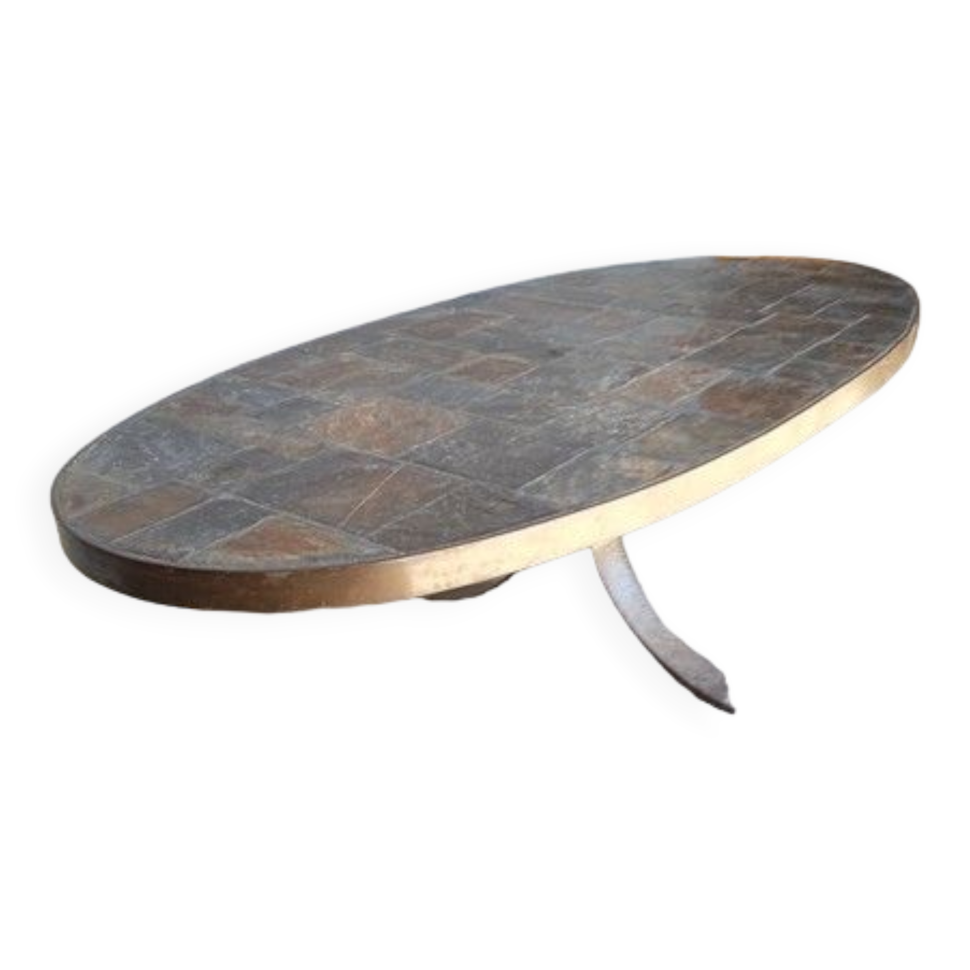 1970 metal and slate coffee table