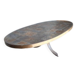 1970 metal and slate coffee table