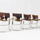 Vintage dining room chairs chrome and cowhide by Parravicini Fratelli