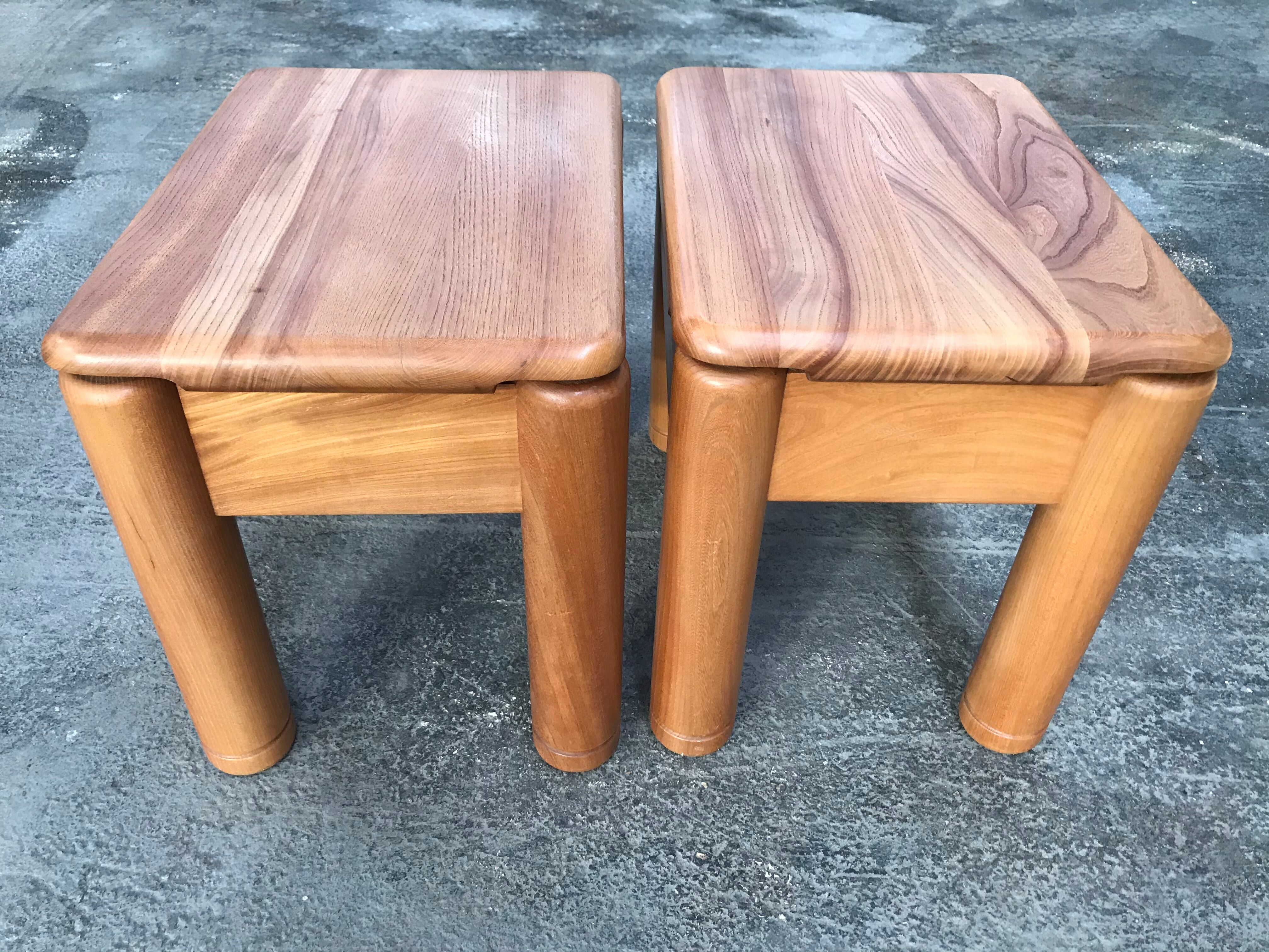 Pair of vintage elm bedsides