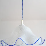 Pendant lamp in blue spotted glass 1970