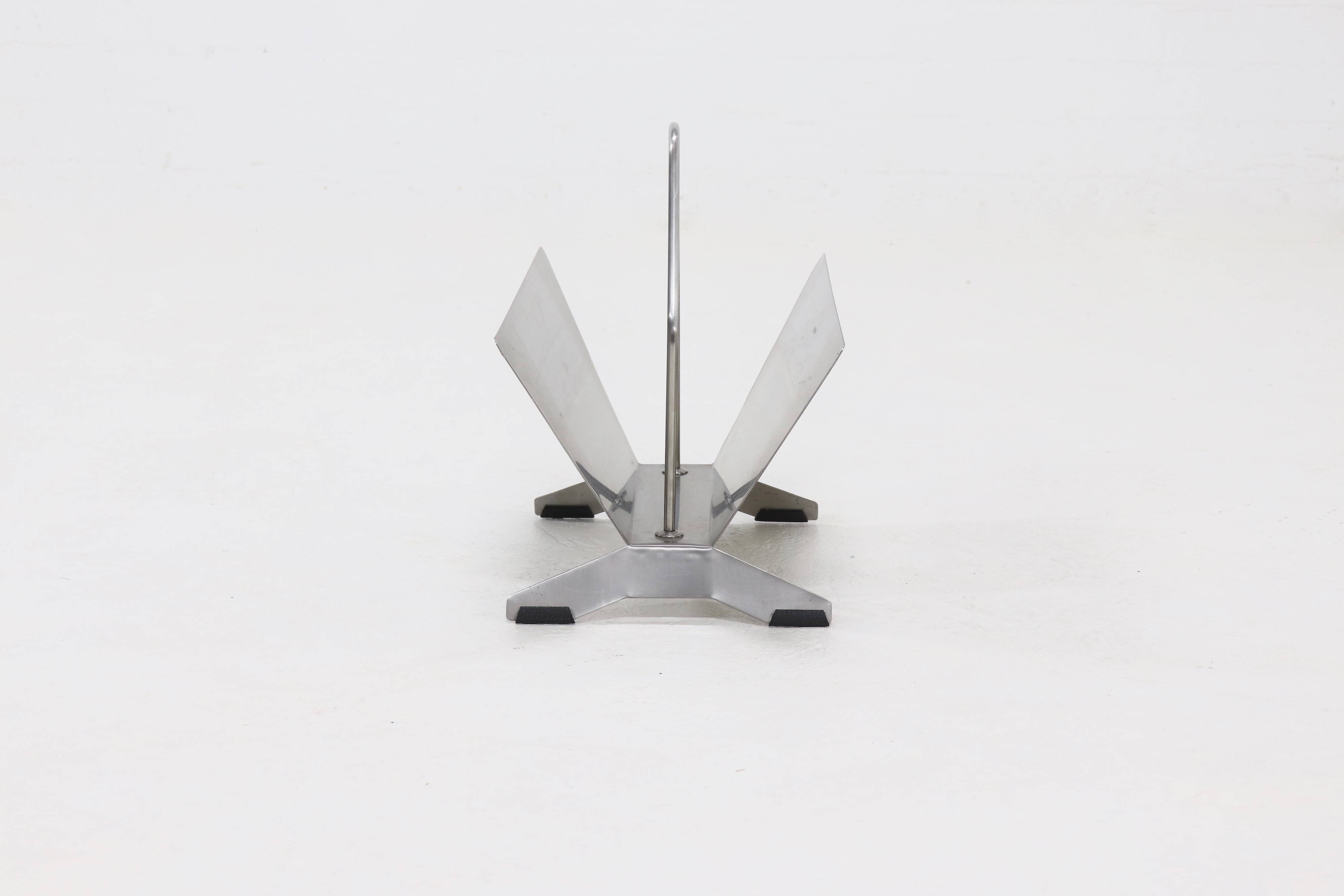 Brushed Steel Magazine Rack 1980s