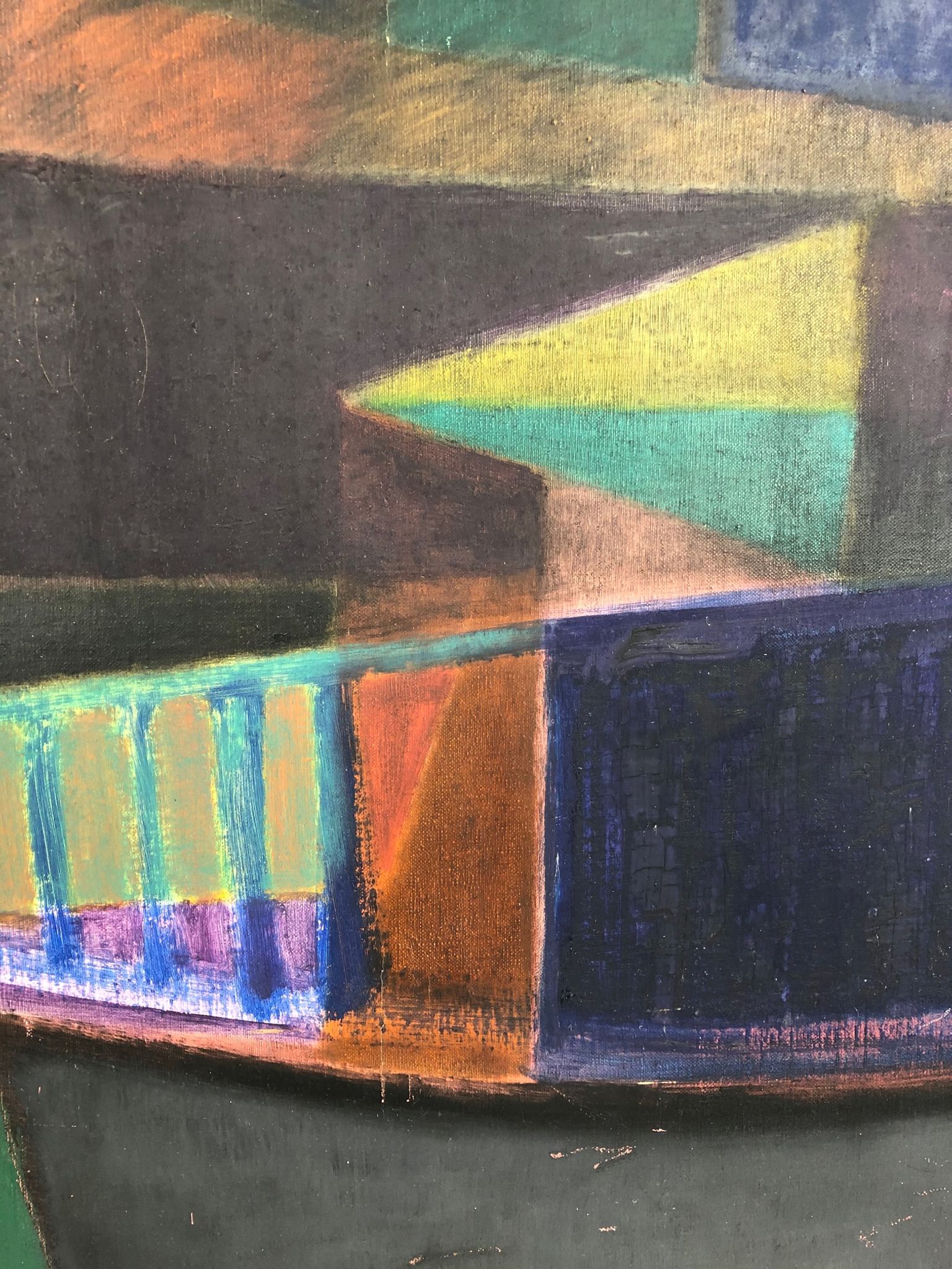 Huile sur toile abstraite signée Echegut, XXème