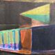 Abstract oil on canvas signed Echegut, XXth