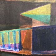 Huile sur toile abstraite signée Echegut, XXème
