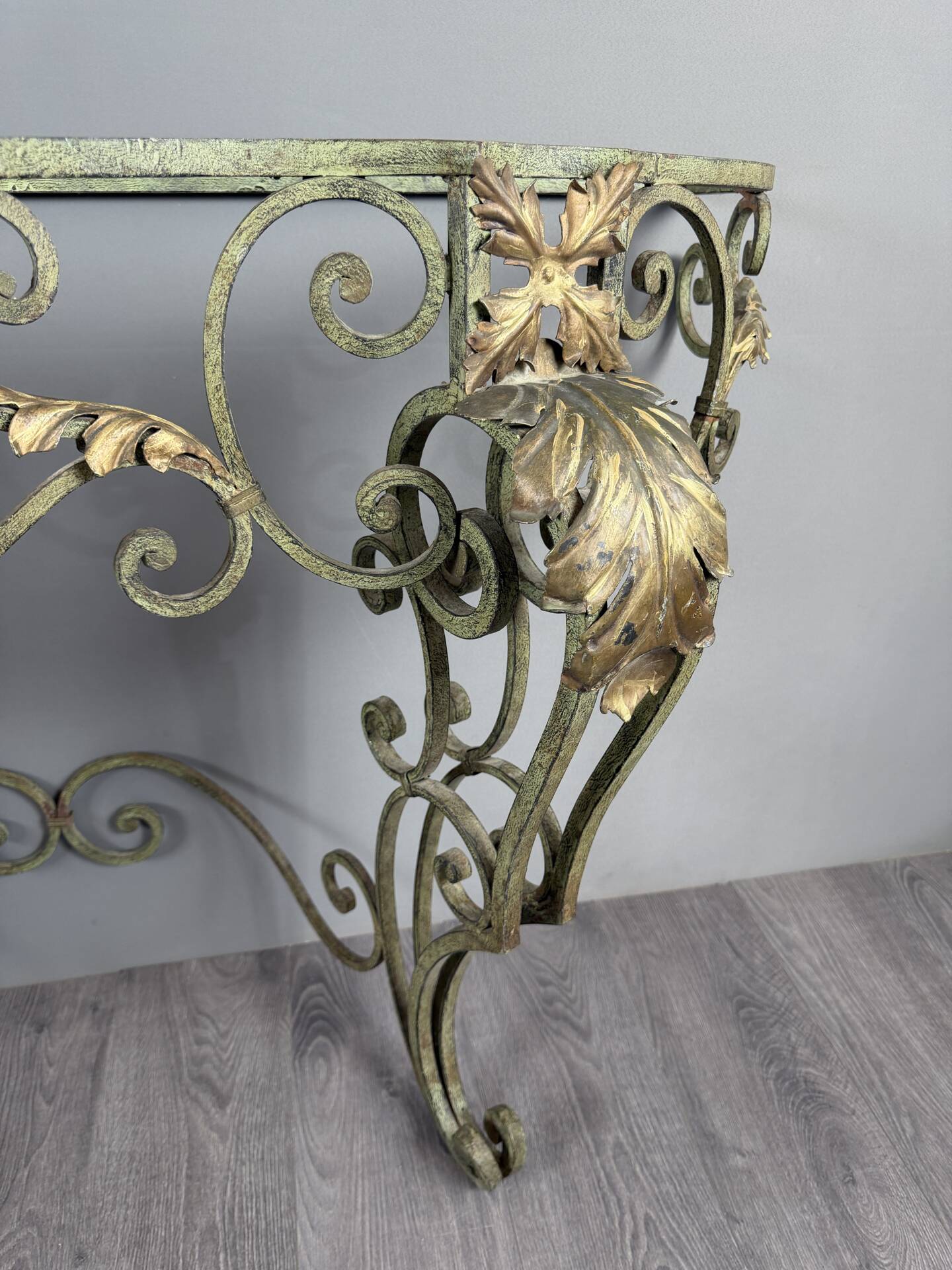 Wall console in wrought iron, 20th century