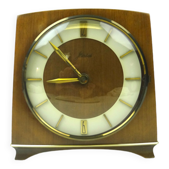 Belle horloge de cheminée de bureau en teck du milieu du siècle par HAID Allemagne