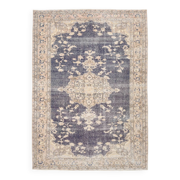 7x9 Navy Blue & Beige Classic Persian Rug, 202x282Cm SK 20114