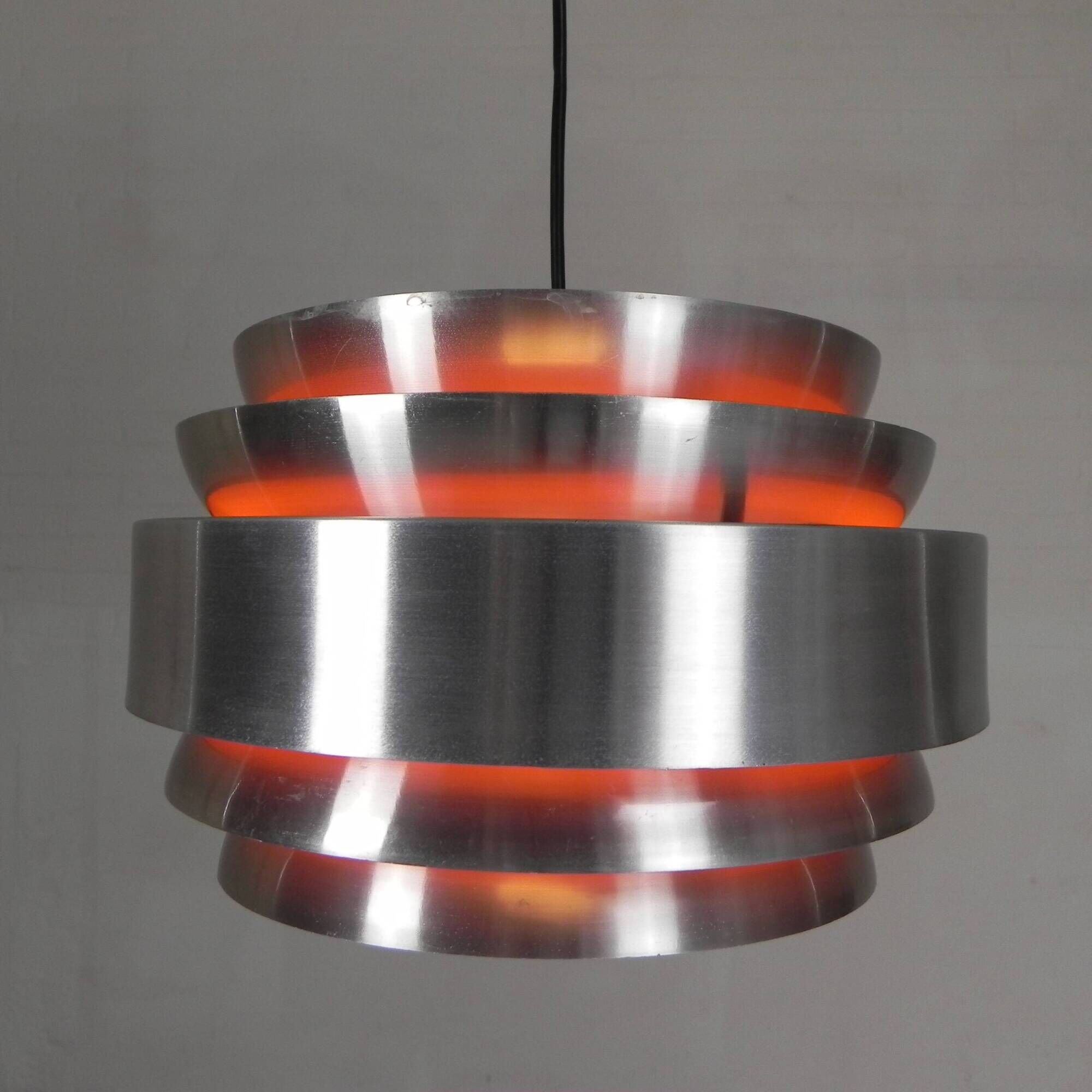 Vintage aluminum pendant lamp, Lakro Amstelveen, 1960s
