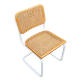 Cesca chair b32 model in white and wood by Marcel Breuer