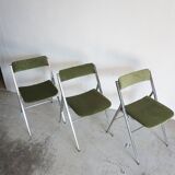 Lot of 3 velvet folding chairs