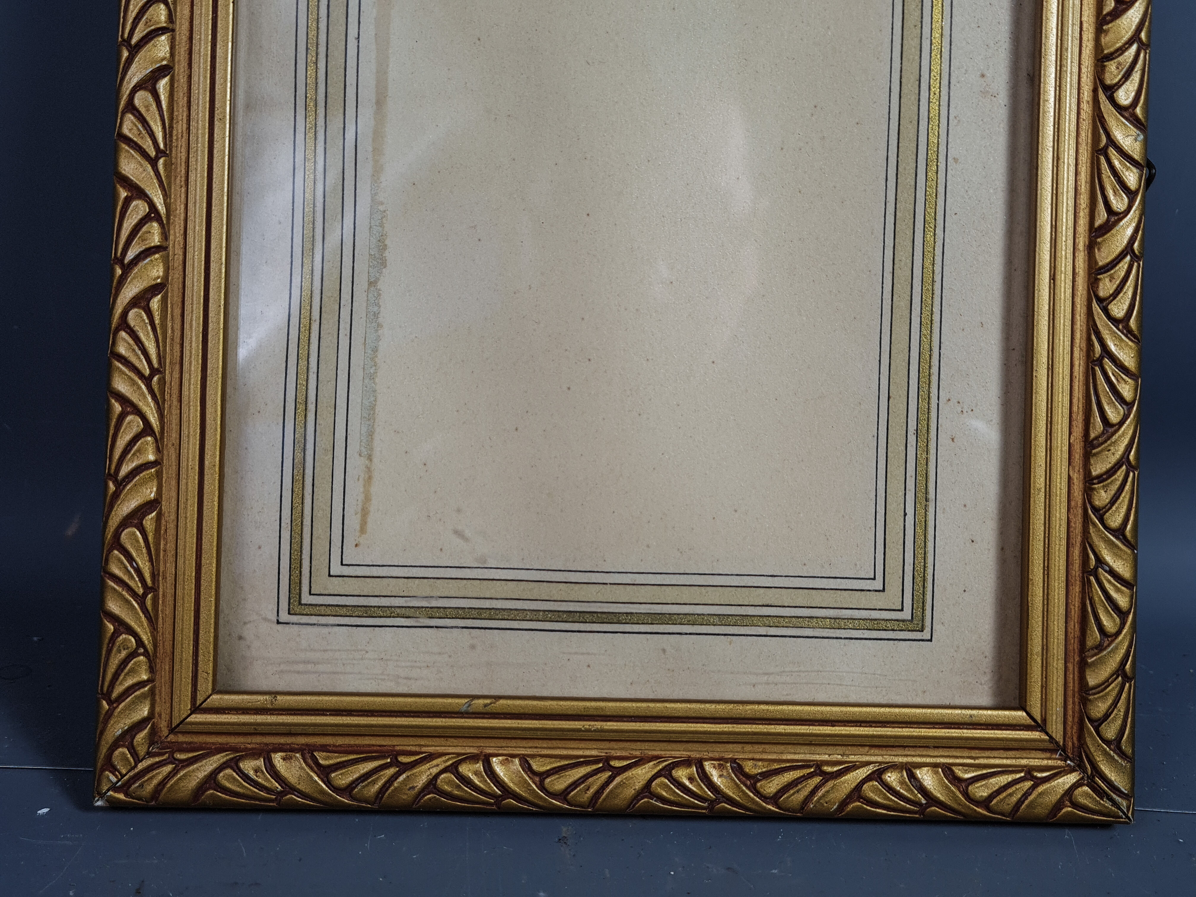 Old frame Art Deco gilded stucco wood 22.5x17.5 cm, foliage 14.9x19.9 cm SB