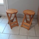 Pair of foldable stool in vintage pine