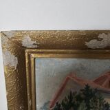 Oil painting on hardboard - Bourgeois house Signed Henri (Missing)