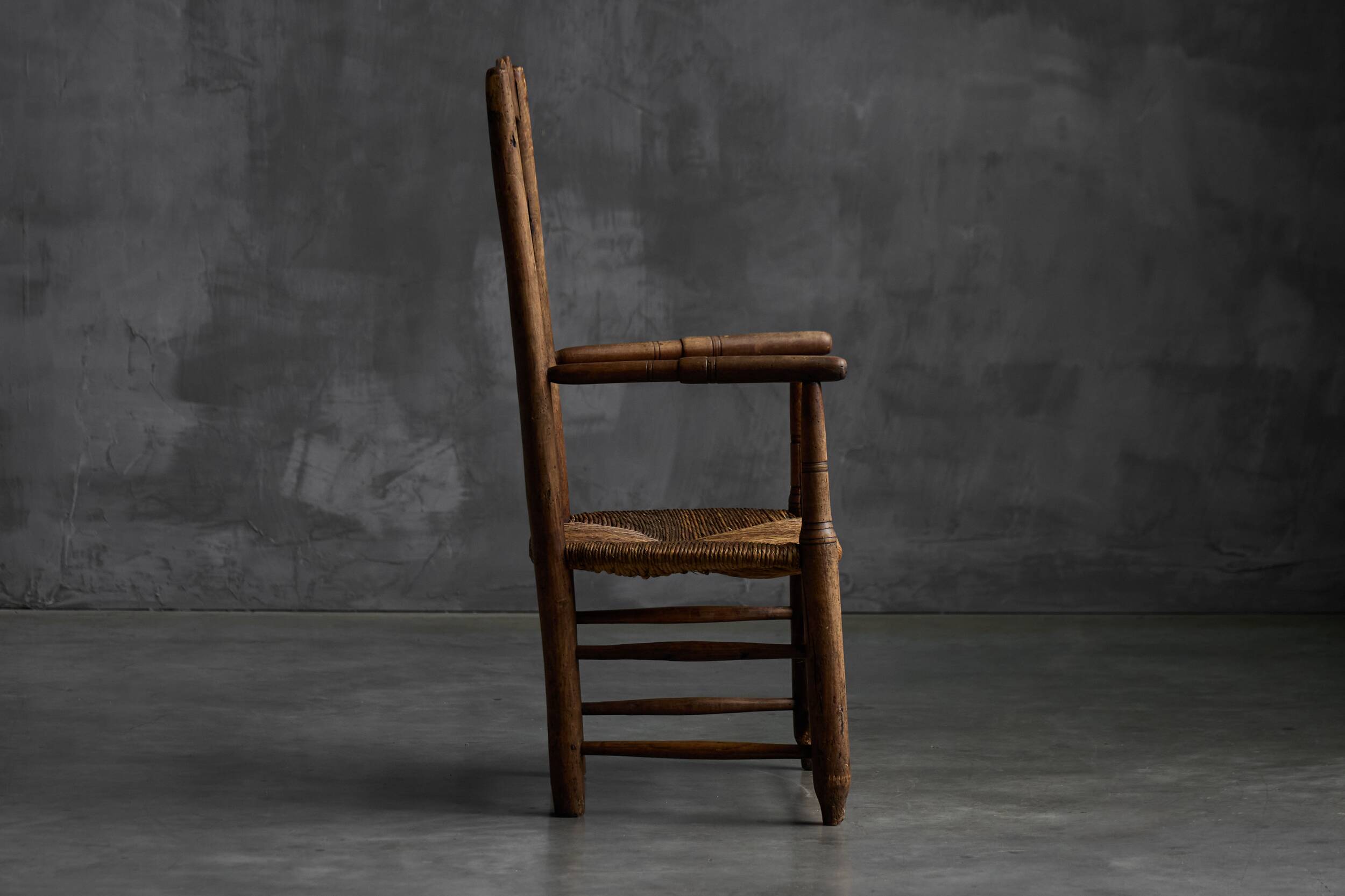 Rustic Ladder-Back Armchair, France, Early 20th Century